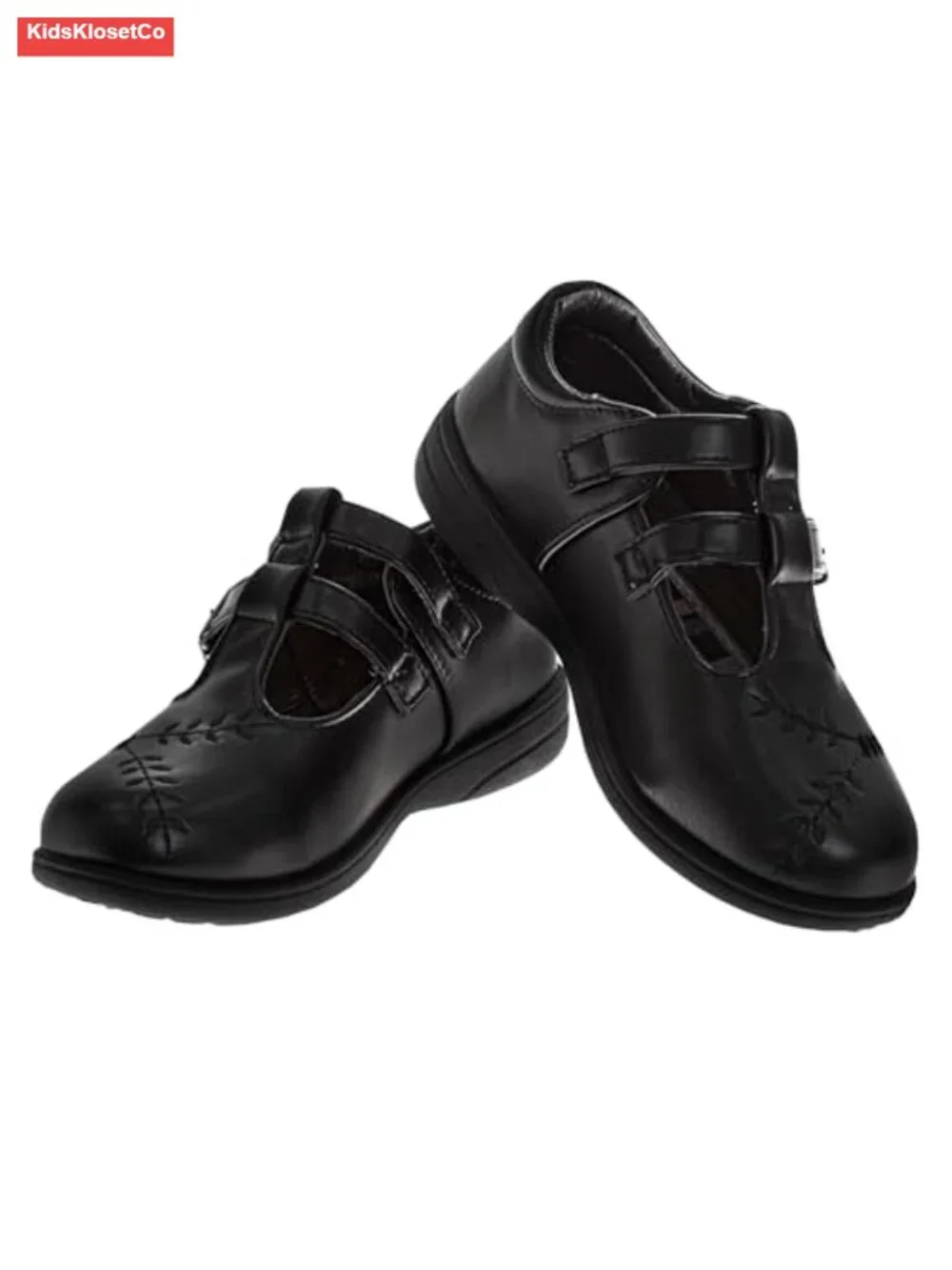 Girls Mary Jane Ballet Flats School Uniform Dress Shoes Round Toe Hook & Loop